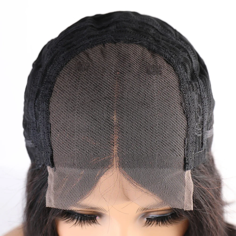 Парик бразильский прямой из натуральных волос 18 дюймов без клея