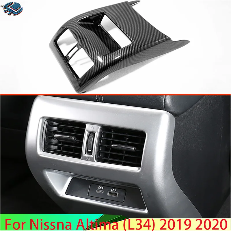 

For Nissna Altima (L34) 2019 2020 Car Accessories ABS Plastic Chrome Plated Armrest Box Rear Air Vent Frame Trim Cover