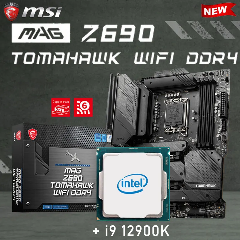 

Intel i9 12900K Combo + MSI MAG Z690 TOMAHAWK WIFI DDR4 Motherboard Set 128GB M.2 PCI-E 5.0 Placa-mãe 1700 LGA Desktop ATX New