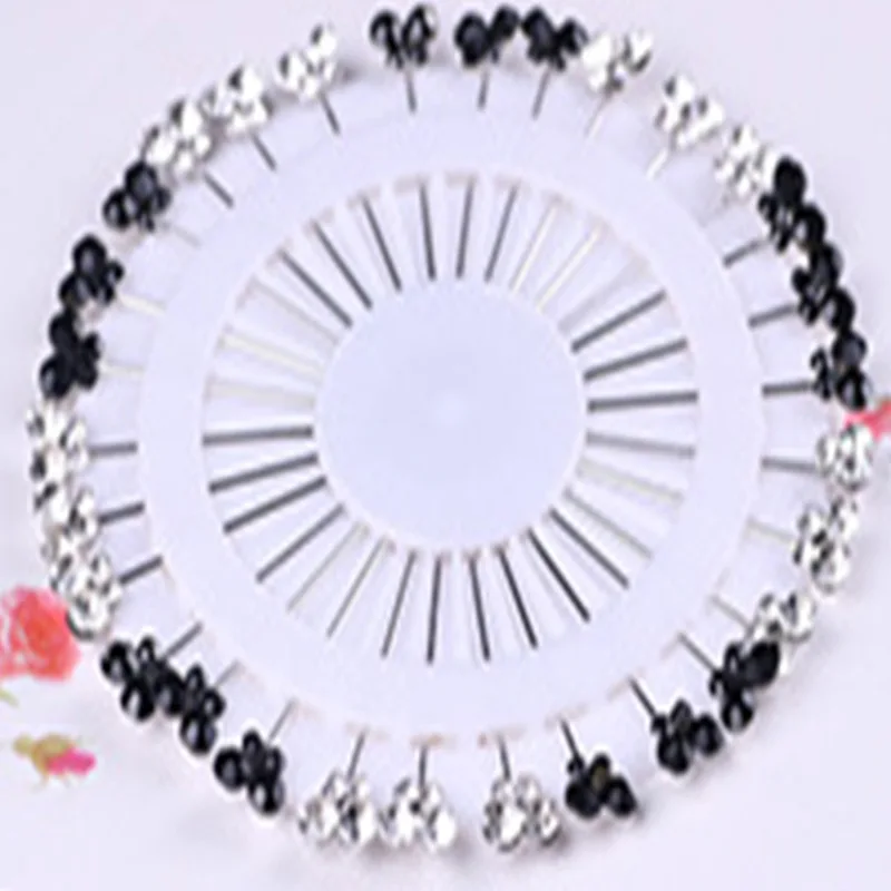 

30pcs/set Colorful Crystal Diamante Wheel Brooch Long Pins Sewing Snag For Wedding Hat Muslim Hijab Scarf Brooch Pin Accessories