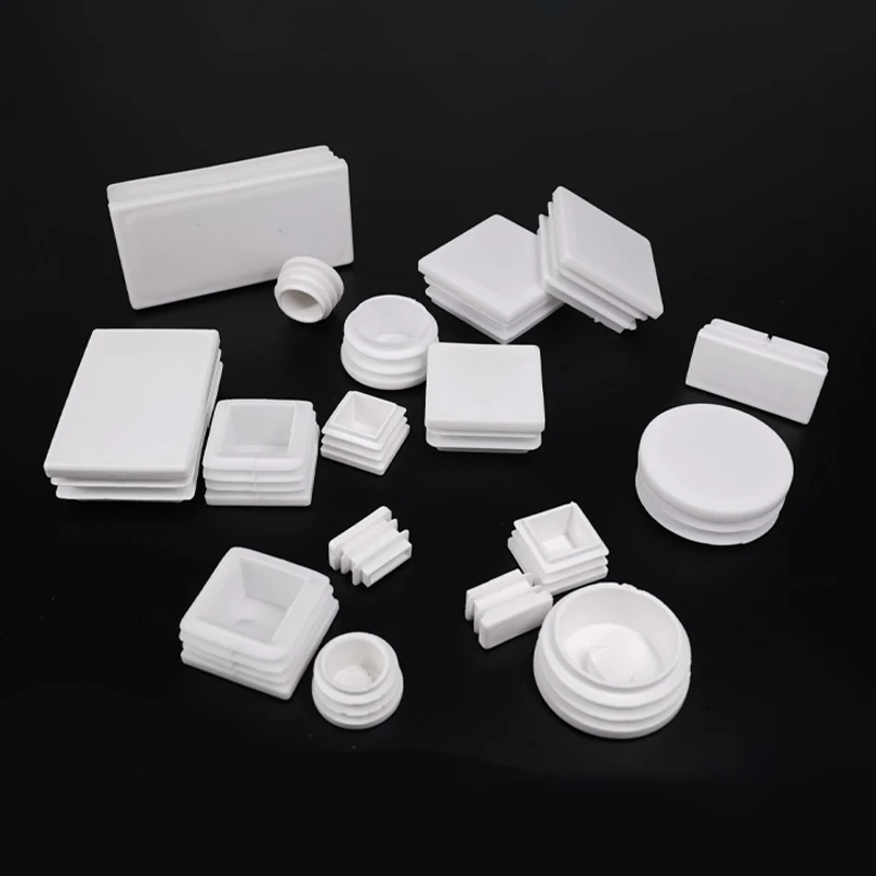 White PP Plastic Square Pipe Plug Chair Non-Slip Foot Pads Sealing Cover 13 x 13 15 x 15 16 x 16 19 x 19mm to 200 x 200mm