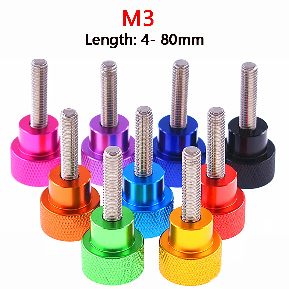 

2PCS Aluminum Thumb Screw M3 Aluminum Knurled Head Staniless Steel Thread Hand Tighten Thumb Screws