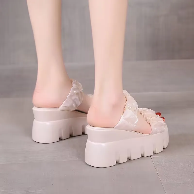 Женские тапочки на высоком каблуке Новинка лета 2023 универсальные модные