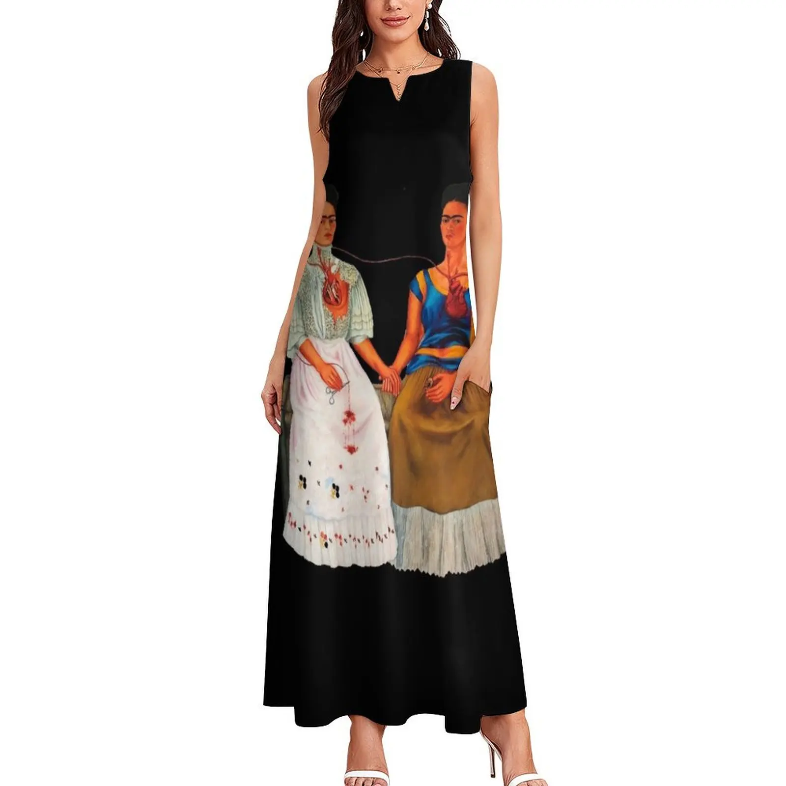 Двое длинное платье Fridas вечернее женское элегантное роскошное летнее шикарное и