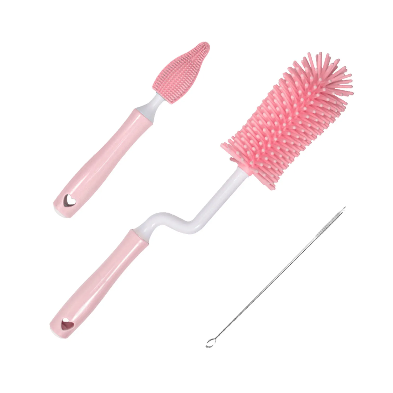 

Silicone Milk Bottle Brush 360 Degree Long Handle Cup Brush Handheld Soft Head Bottle Cleaner Household Cleaning Brushes