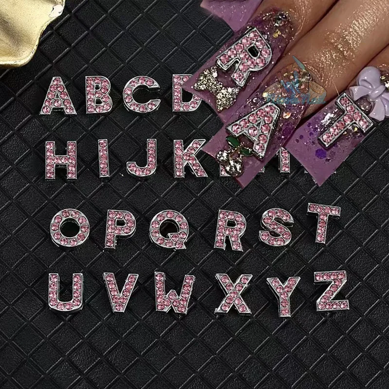 

26pcs 3D Nail Art Charm Alphabet Letter Alloy Rhinestones Nails Charms Acrylic Tips Decoration