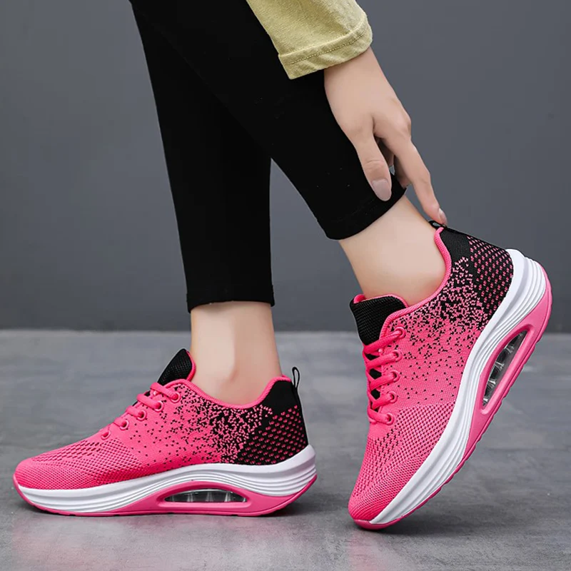 Women's Sneakers Classical Walking Shoes Knitted Cushioned Breathable Casual Outdoor Trekking Shoes