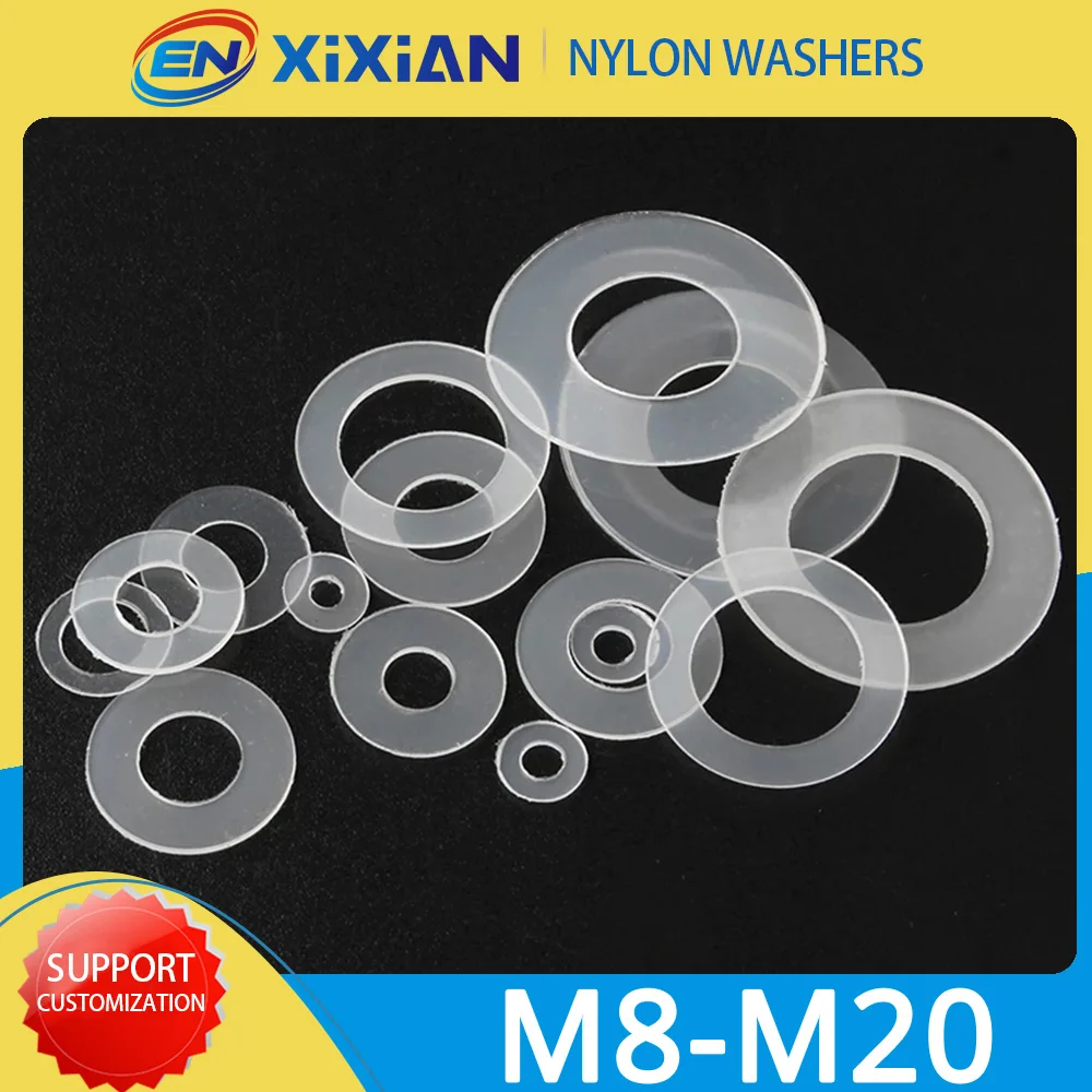 

M8 M10 M12 M14 M16 M18 M20 Flat Plastic Washer Nylon Gasket Insulating Wear-Resistant White Round Hard Plastic Ultra-Thin Gasket