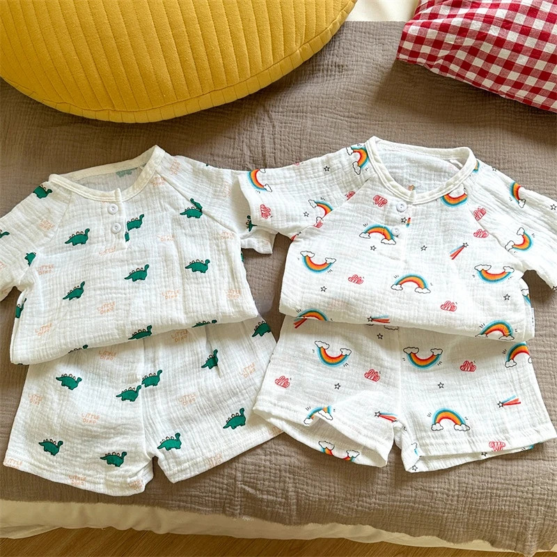 

Baby Sleepwear Set for Girl Boy Spring Summer Cartoon Short Sleeve Toddler Kids Baby Children Soft Home Wear Clothing