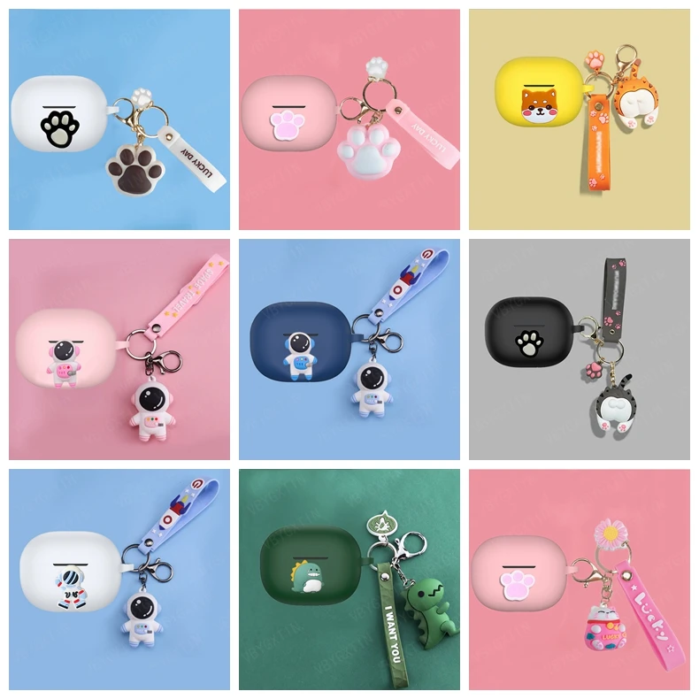 

Чехол для VIVO TWS2 / 2E с изображением мультяшного астронавта/симпатичного удачи кошки/собаки/панды из силикона с брелоком для vivo tws 2e