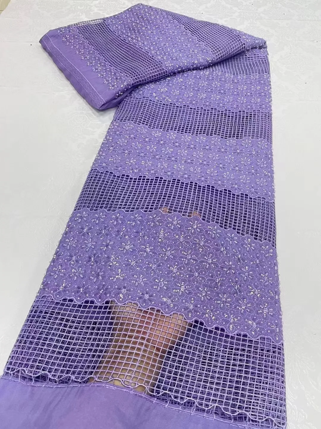 Синяя африканская Водорастворимая кружевная Ткань 5 ярдов 2024 Африканский гипюр