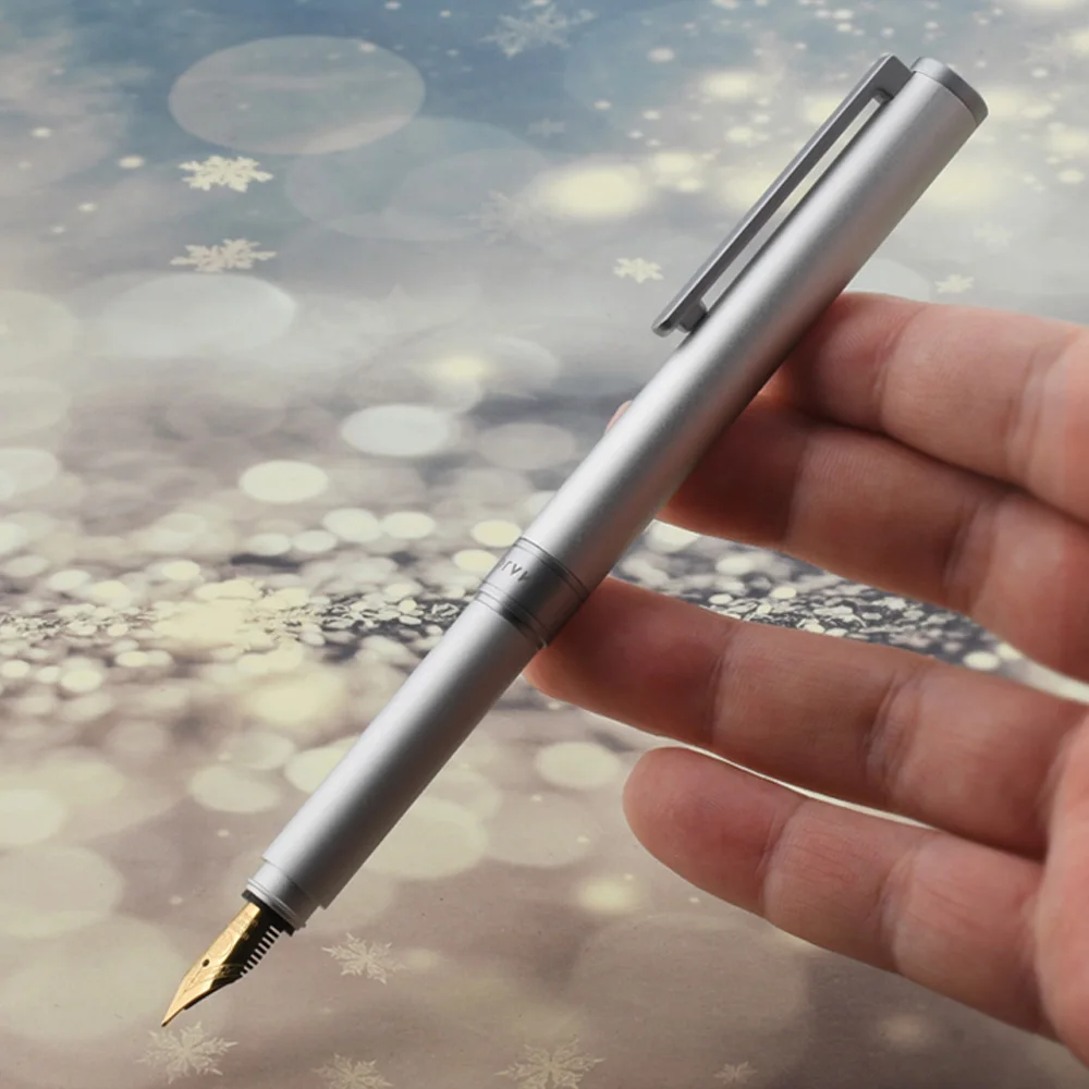 

Majohn N1 Mini Fountain Pen Aluminum Alloy Steel Silver Red Blue EF F 0.38 0.5mm Pocket Short Ink Pen for Office Business