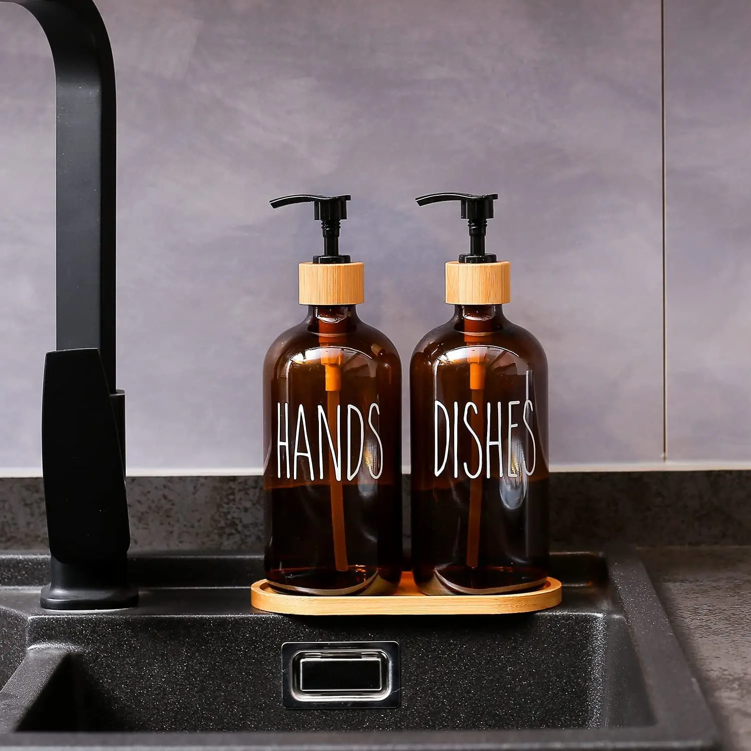 

2Pcs Set 500ml Soap Pump Dispenser Bathroom Shampoo Kitchen Dish Wood Bottle Refill Shower Gel Hand Liquid Storage Container
