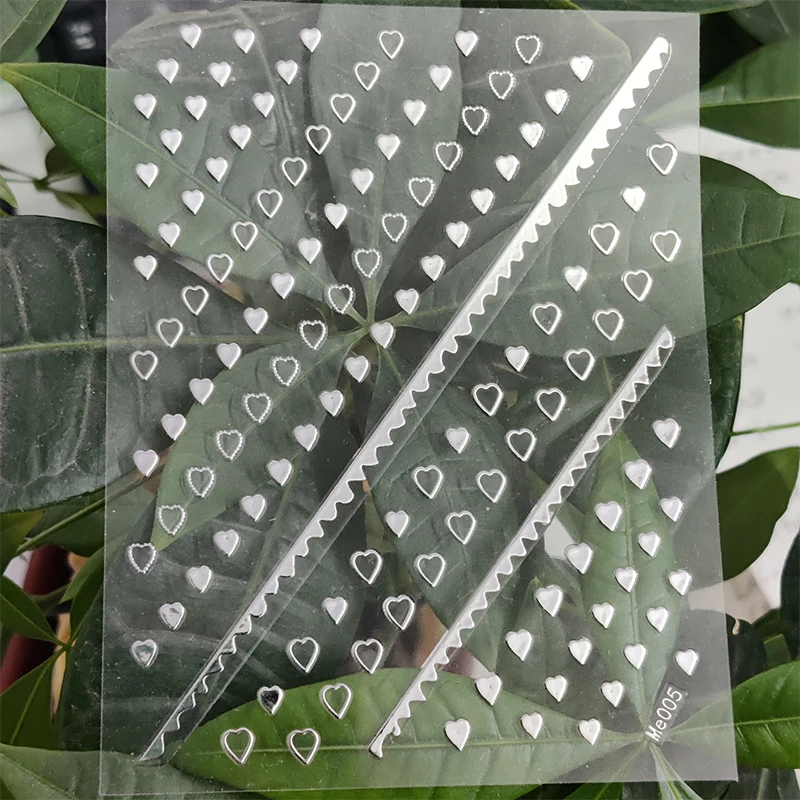 

3D наклейки для ногтей Серебристые наклейки в виде сердца в полоску Стикеры для искусственного маникюра наклейки для ногтей аксессуары из ф...