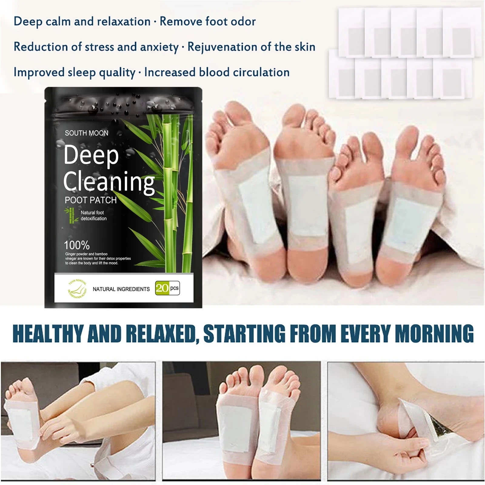 Nuubu Detox Foot Patches Pads Body Toxins Bamboo Charcoal Pads Feet Slimming Cleansing Herbal Deep Cleansing Nuubu Helps Sleep