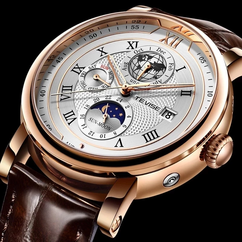 

2022 LIGE Mens Mechanical Watches Top Brand Luxury Genuine Leather Moon Phase Automatic Watch Men Fashion Sport Waterproof Clock