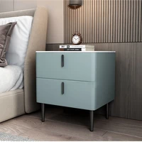 modern and simple solid wood rock board bedside table bedroom furniture two drawer mini cabinets nordic light luxury nightstand