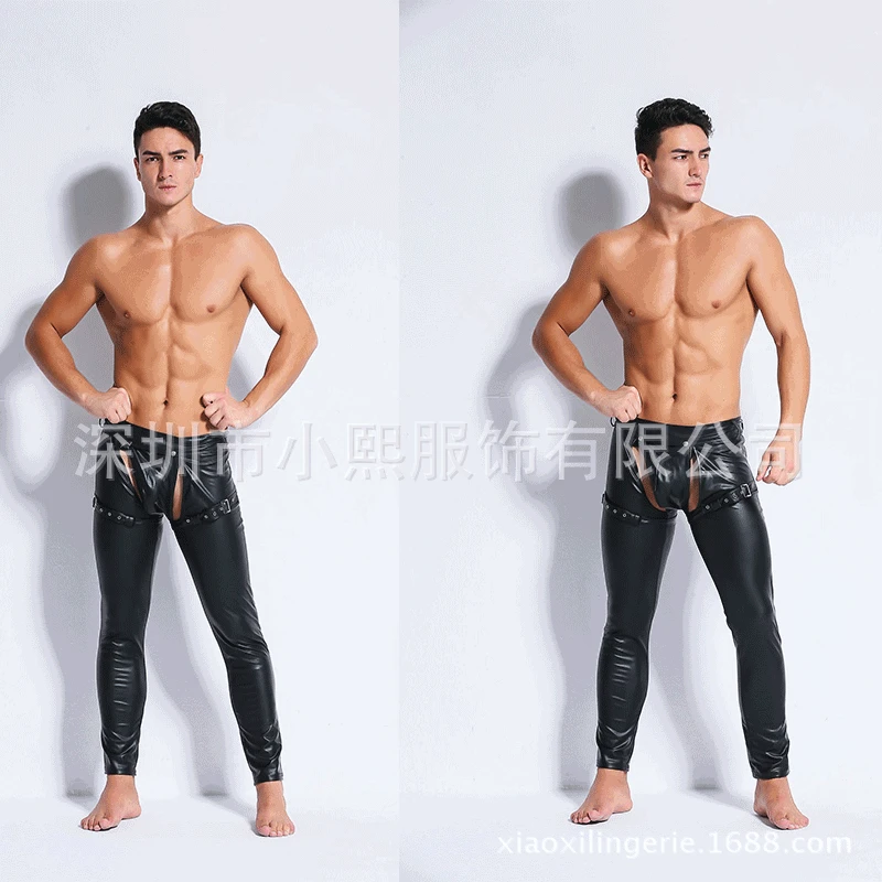 

Men's sexy underwear patent leather men's tights imitation leather trousers