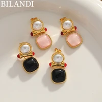 bilandi fashion jewelry pink black resin earrings 2022 new trend vintage temperament geometric drop earrings for women