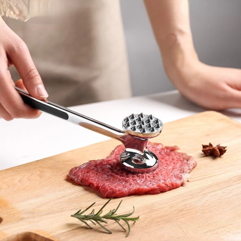 

Double-sided Meat Hammer Loose Meat Hammer Solid Alloy Tender Meat Smashed Meat Double-sided Meat Hammer Home Kitchen Gadget