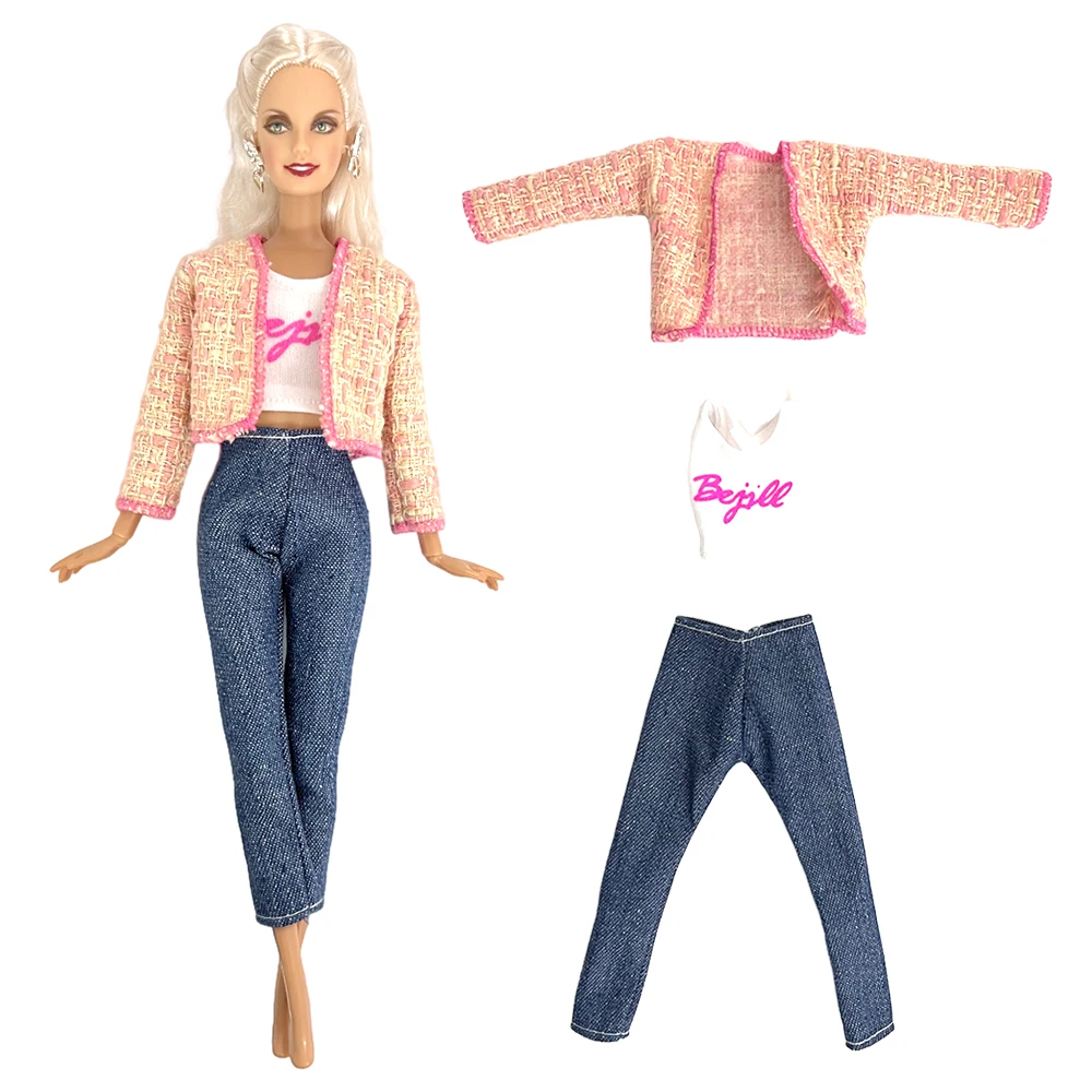 

NK Official 1 Set Fashion Outfit Jacket Jeans Top for Barbie Blyth 1/6 30cm MH CD FR SD Kurhn BJD Doll Clothes Accessories