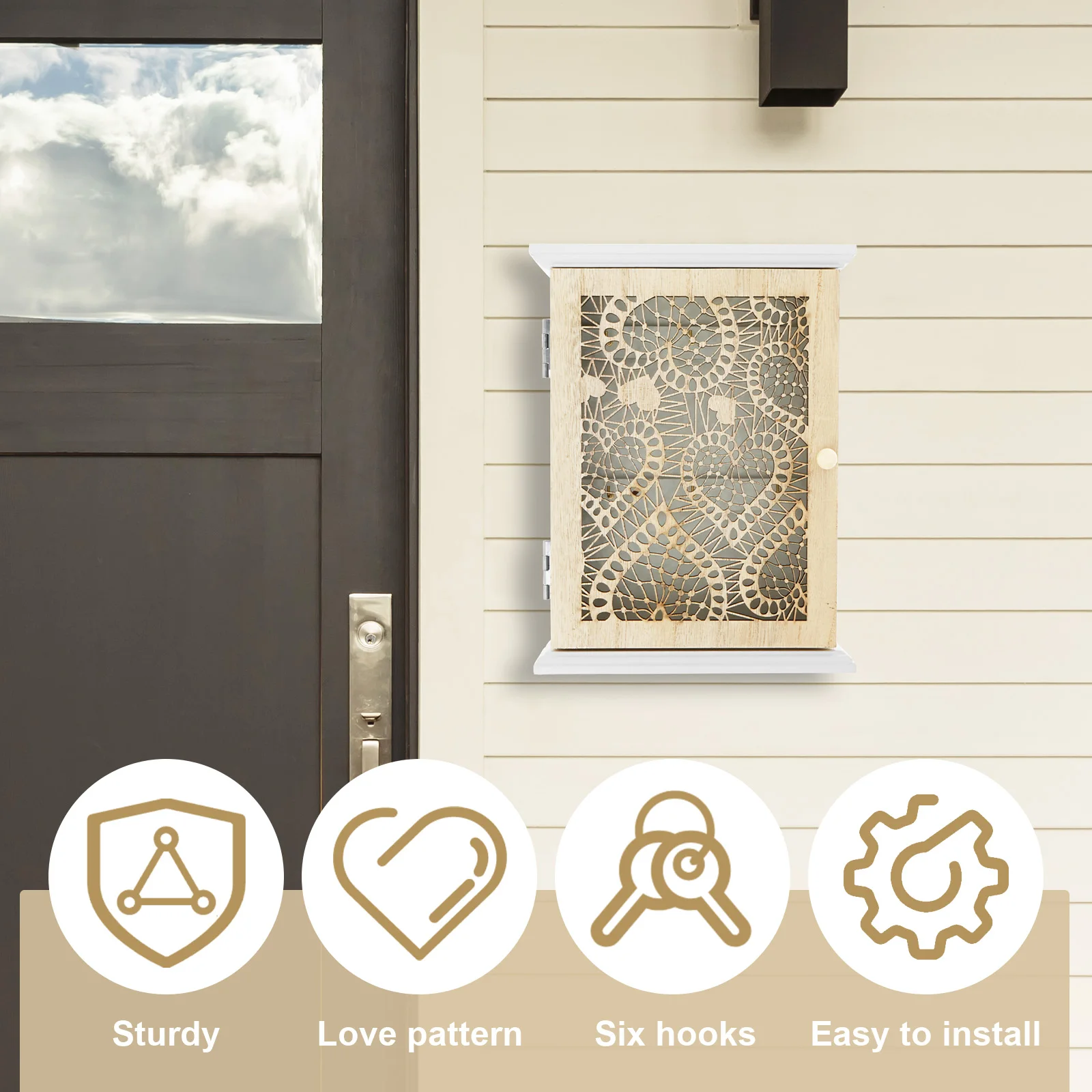 Деревянный настенный ящик для хранения ключей в скандинавском стиле полые