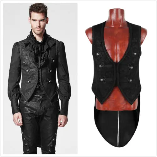 Мужской жилет в стиле Панк Rave черный готический стимпанк викторианская модель -