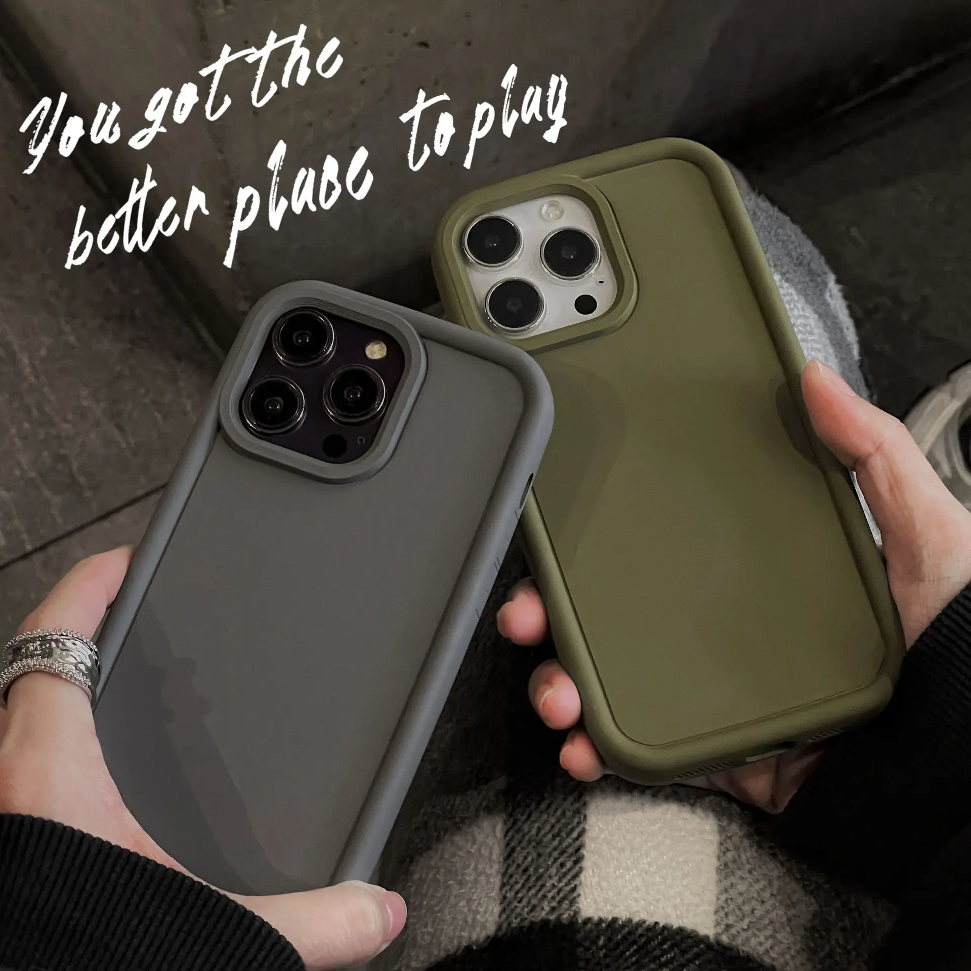 

Silicon Carbide Frosted Photo Frame Case For Iphone 14 Plus 13 12 11 Pro Max Case Simple Drop-Resistant Solid Color Soft Cover