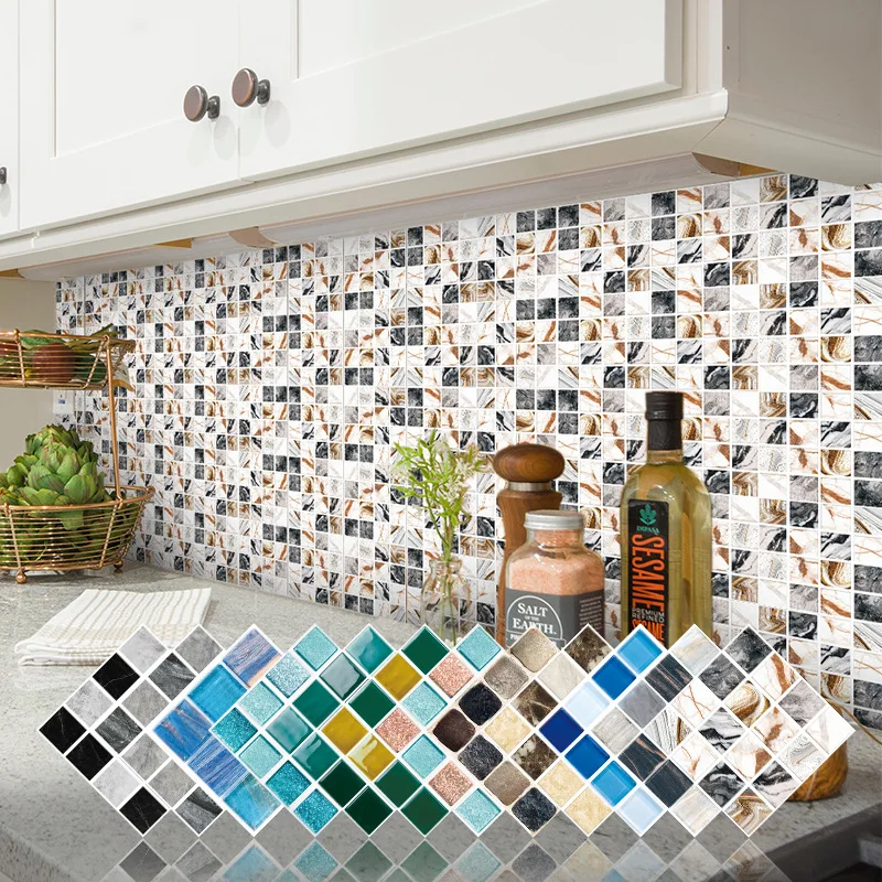 

Colorfu Stickers Mediterranean Blue Tiles Wall Sticker Kitchen Backsplash Bathroom Wardrobe Peel & Stick Matte Surface Wallpaper