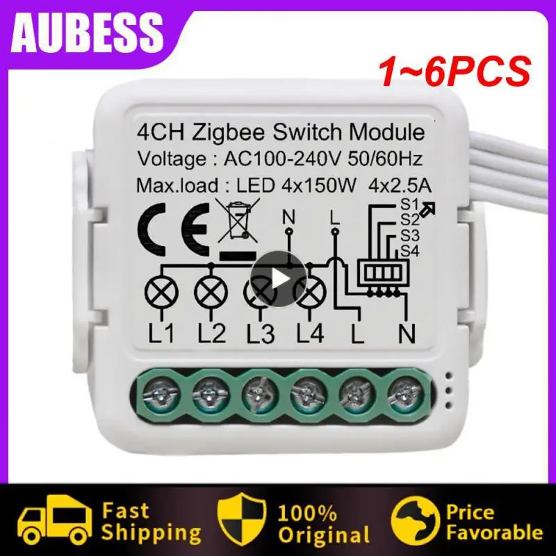 

Модуль переключателя Tuya ZigBee 3,0, 10 А, 1-6 шт.