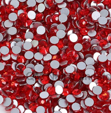 

1440pcs/pack All Size SS2-34 Saim Red Flat Back Non HotFix Nail art Rhinestone Glass Decorations Garment Mix Rhinestone