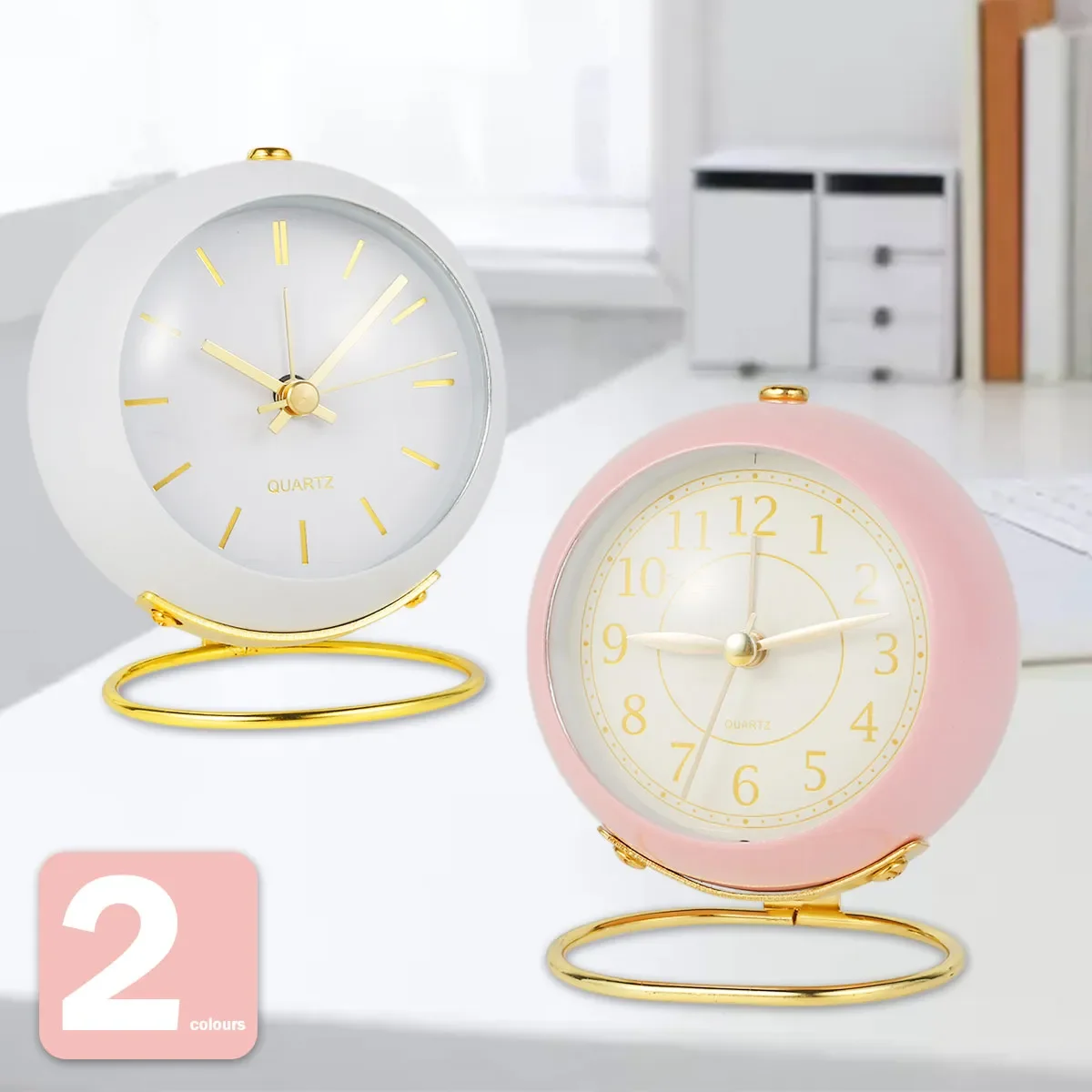 

Retro Silent No Ticking Analogue Small ClockLoud Vintage Table Alarm Clocks Mini Digital Dial Cute Clock Batter