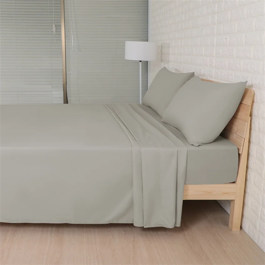 

Solid Color Bed Sheets Set Soft Brushed Microfiber Bedding 4 Pieces Flat Sheet Fitted Sheet Pillowcase Twin Full Queen King Size