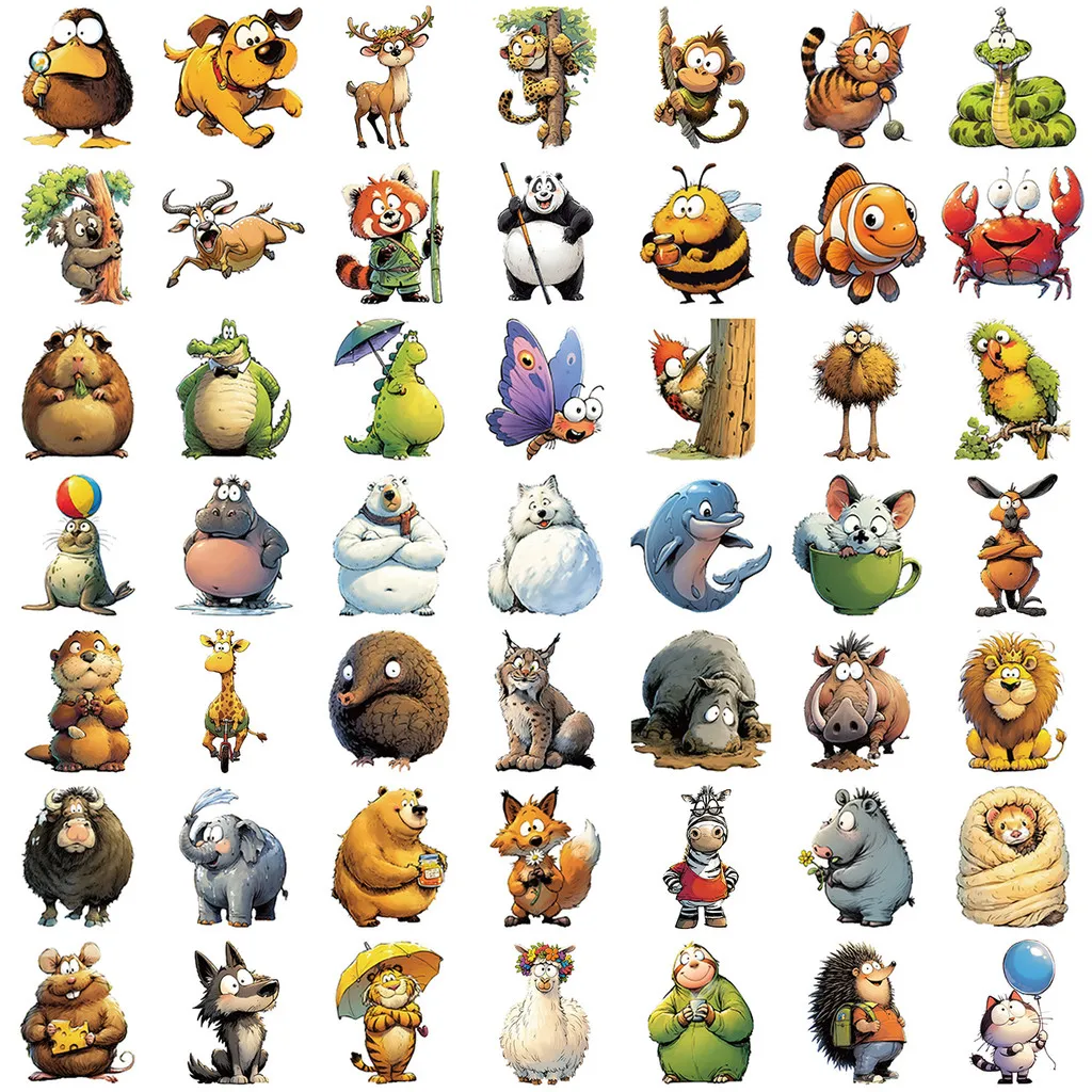 

50 шт. Водонепроницаемых стикеров с мультяшными животными