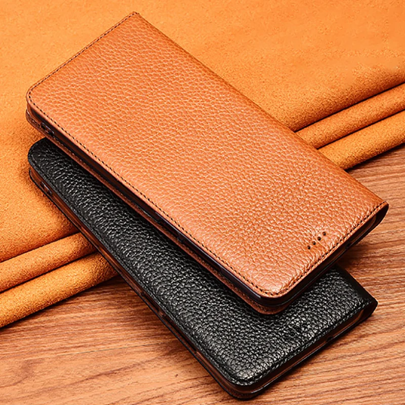 

Genuine Leather Flip Case For OPPO A52 A53 A53s A55 A72 A73 A8 A91 A92 A92S Phone Case Lychee Pttern Protect Cover