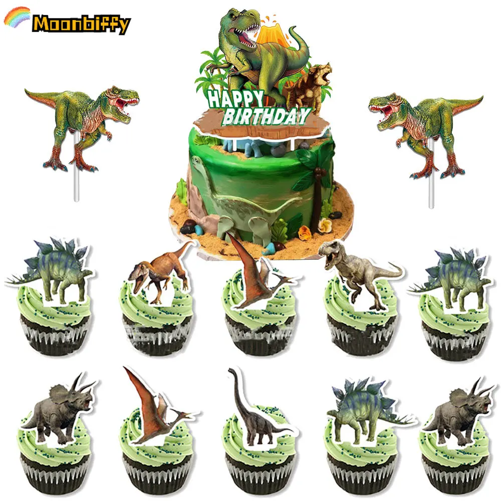Picks Dino Cake Decorations Boys Kids Dinosaur Themed Birthday Party Jurassic World Party Decor Supplie
