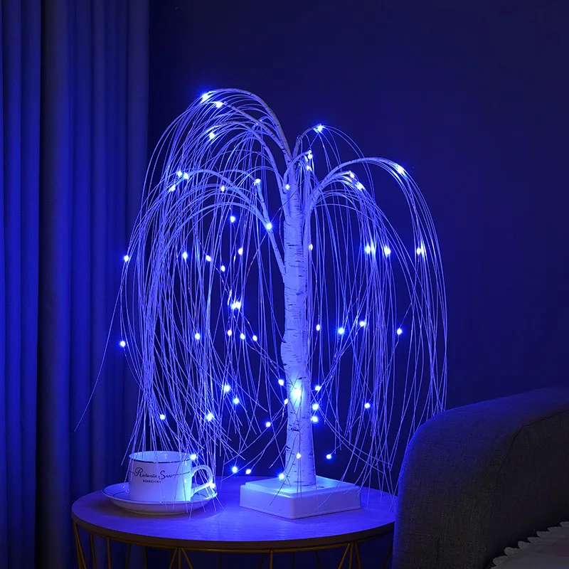 

Bedroom Decor LED Light Willow Night Light Colorful Tree Lamp With Remote Gypsophila Table Lamp Christmas Gift Nightlight 50cm