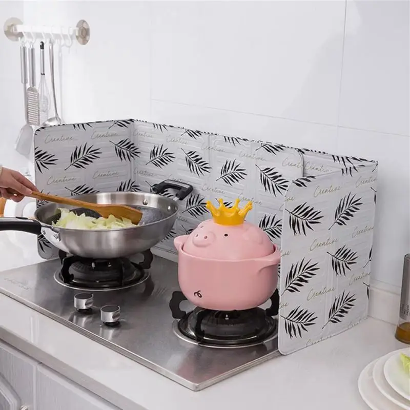 Aluminum Foldable Kitchen Gas Stove Baffle Plate Frying Pan Oil Splash Protection Screen Plaat Cookware Parts