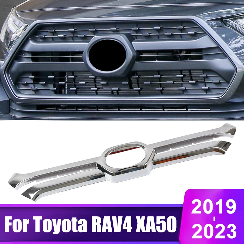 

For Toyota RAV4 2019 2020 2021 2022 2023 RAV 4 XA50 Hybrid Car Racing Grills Front Grille Trim Strips Cover Stickers Accessories