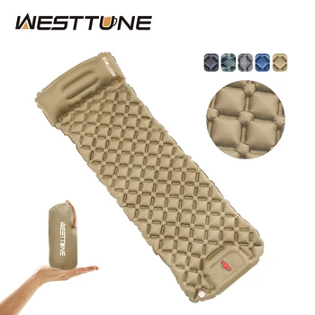 Outdoor Inflatable Mattress Ultralight Sleeping Pad for Camping Built-in Pump Air Mat with Pillow Hiking Backpacking Travel 1