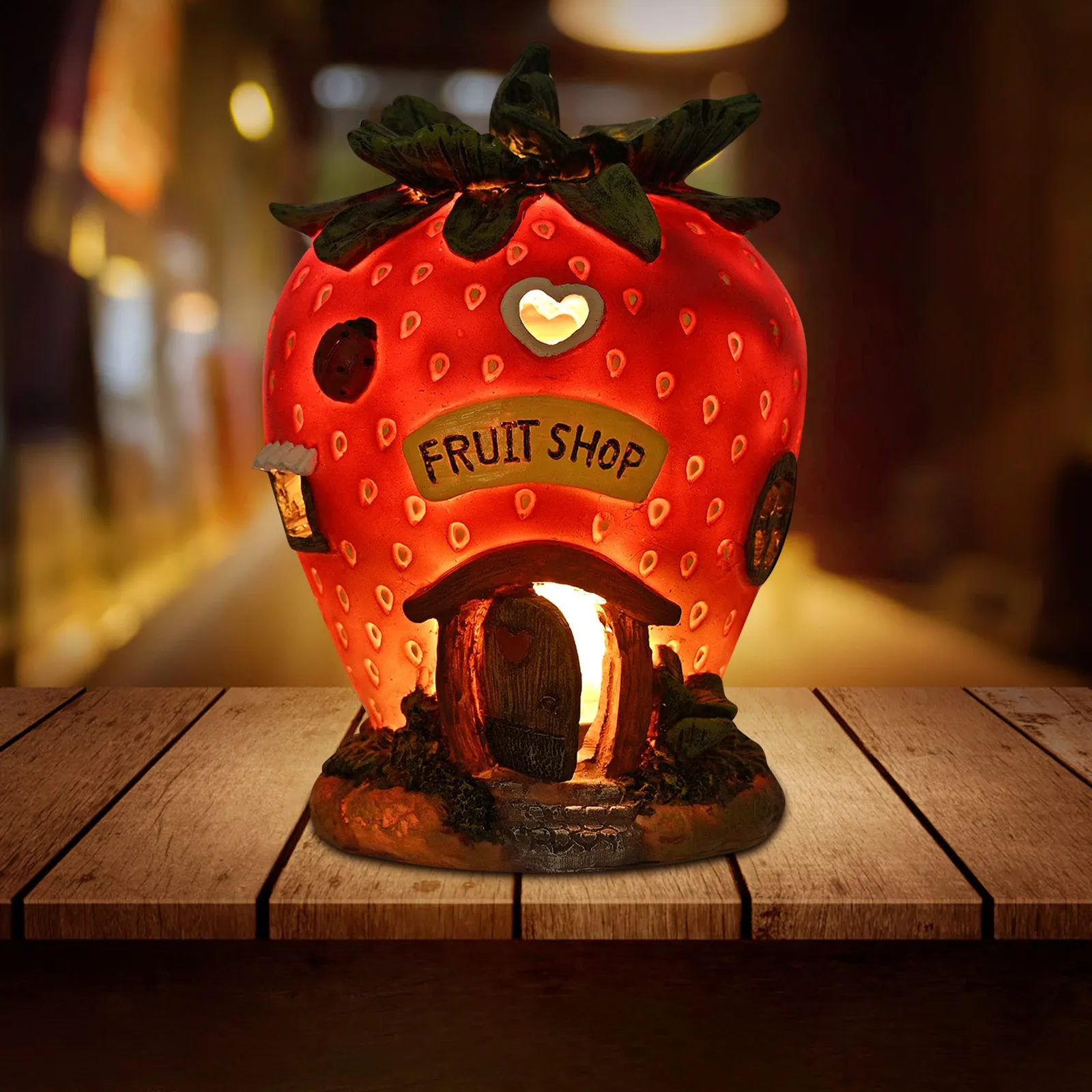 

Solar Led Night Light Resin Craft Strawberry House Balcony Decoration Resin Crafts Decorations Stakes Craft New Arrival