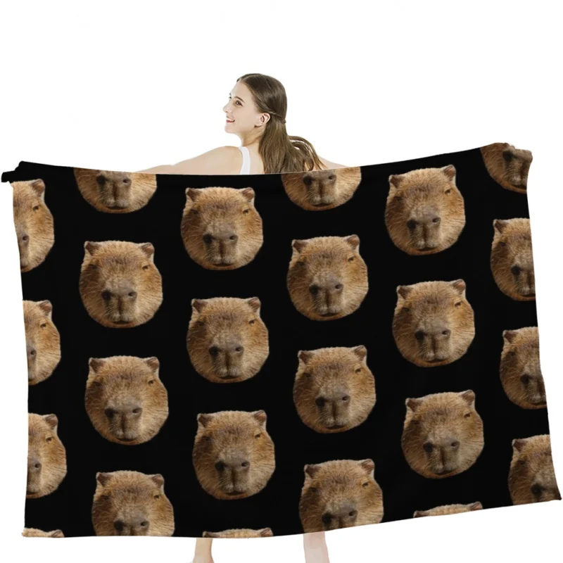 

Overlook Hotel Carpet Shining Capybara face Throw Blanket Airplane Travel Decoration Soft Warm Bedspread