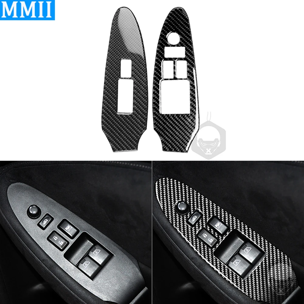 

For NISSAN 370Z Z34 2009+ Power Window Switch Cover Trim Sticker Real Carbon Fiber Protection Decoration Accessories RHD