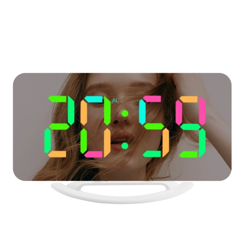 With Led Screen Bedroom Mirror Electric Bedside Clocks 2 Usb