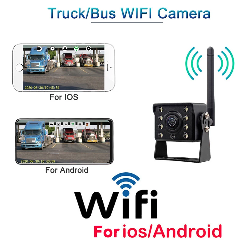 HD Car/Truck Reversing Camera Wireless Rear View Camera WiFi Rreversing Camera 170° Wide Angle Night Vision Truck Cam Waterproof