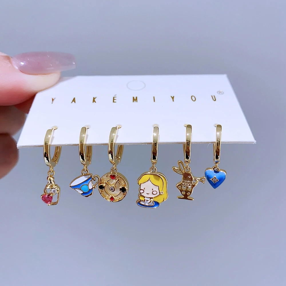MIGGA 6 шт. романтический мультяшный кулон серьги-кольца комплект для женщин и