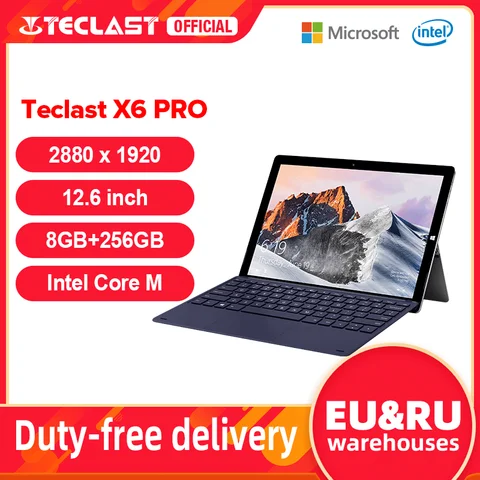 Teclast X6 Pro 12,6 "8GB Оперативная память 256 ГБ SSD ноутбук с разрешением FULL HD 2880x1920 Intel Core M3 2 в 1: планшет и ПК с ОС Windows 10