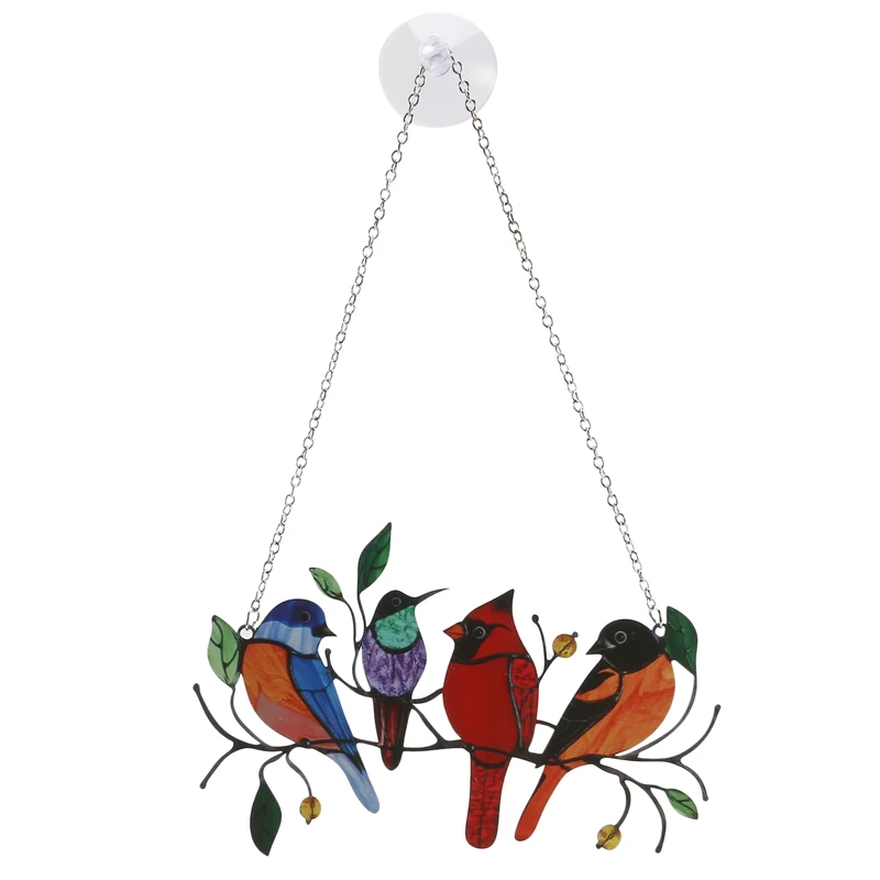 

Множество птиц на проволоке высокие витражные окна подвесные украшения, серия птиц скульптуры подвеска украшение для дома