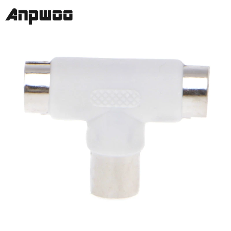 

ANPWOO 2 Way TV T Splitter Aerial Coaxial Cable Male to 2x Female Connectors Adapter