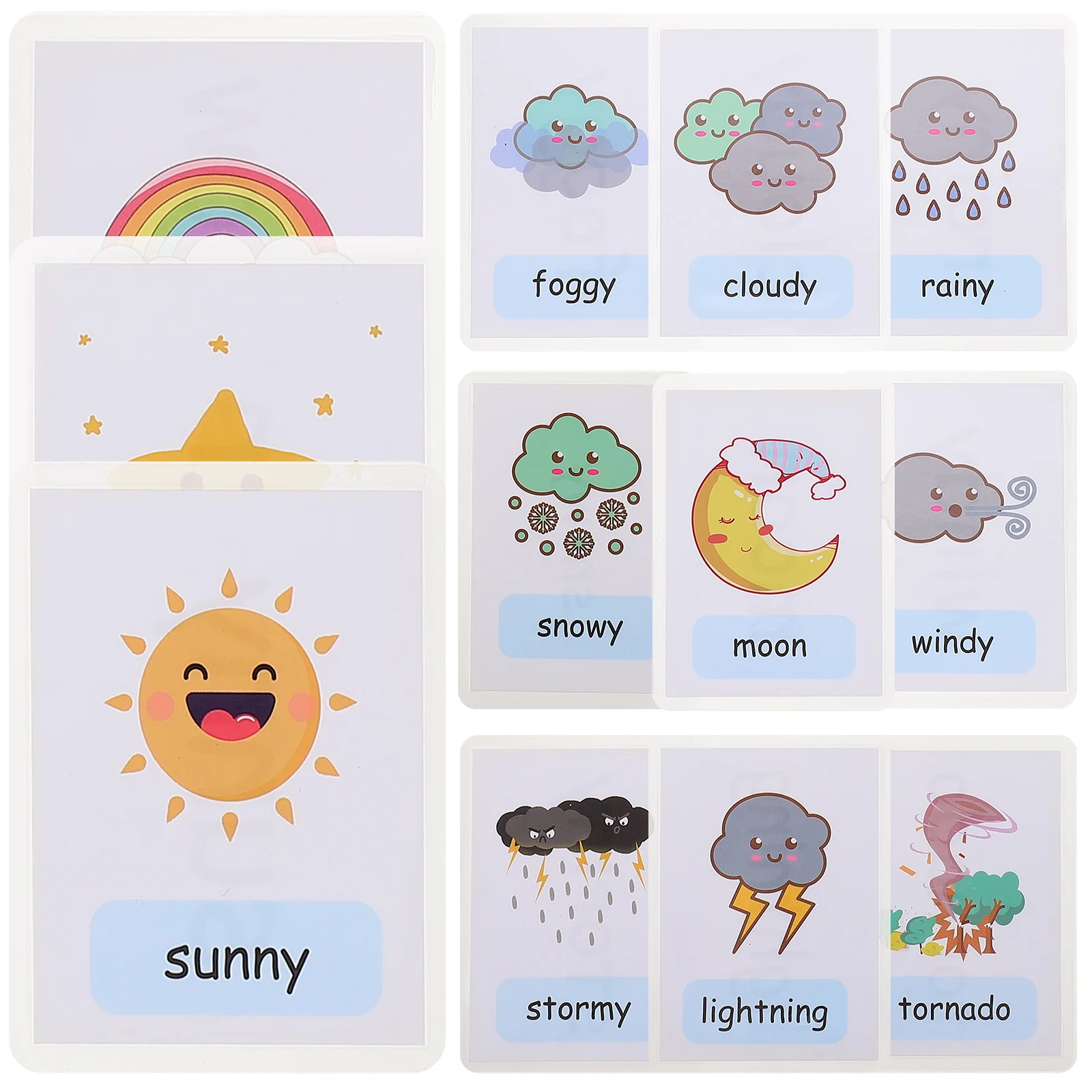 

12 Pcs Learning Flashcards Household Children Toys Kids Puzzle Sight Words Multi-function Weather Cognition Teaching Childrens